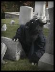  beast black evil fangs fiend fursuit graveyard hooves horn horns photo qarrezel real realistic solo teeth 