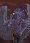  2009 avian blood gryphon male rhnn531136 scythe solo standing sword weapon wings yellow_eyes 