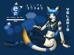  azra blue cat contest e621 entry feline female futuristic hexagons mascot mascot_contest solo velaris yellow 