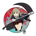  blonde_hair gloves maka_albarn scythe skirt soul_eater soul_eater_(character) 