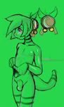  bulge dragon girly green green_body green_hair green_theme hair lizard male matoc nude reptile scalie slenderdragon solo 