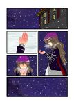  blowing breath comic gradient_hair hijiri_byakuren long_hair multicolored_hair ougi_(ihayasaka) silent_comic snow snowing touhou watch wristwatch 