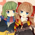  bad_id bad_pixiv_id bow hair_bow harry_potter multiple_girls pixiv_hogwarts scarf tsukudani_norio 