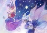  capelet chen christmas elbow_gloves flying gloves hakurei_reimu hat mashiko_hiromi multiple_girls multiple_tails night night_sky parasol profile sky tail touhou umbrella yakumo_ran yakumo_yukari 