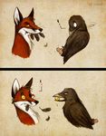  ! 2010 avian bird blood canine couple culpeofox dialogue feathers feral fox male payback raven smile teeth yellow_eyes 
