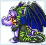  against_wall anal anal_penetration couple crome dragon dragoneer_(character) from_behind gay male penetration penis scalie turbinedivinity wings 