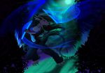  2007 6298 abstract black_hair blackie breasts canine claws clothed colored dancing dragon ear_tufts eyes_closed female glow glowing glowstick hair hybrid necklace raver scalie smile solo tail talons watermark wings wolf 