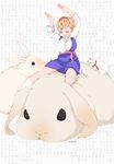  :d alice_margatroid animal bad_id bad_pixiv_id blonde_hair bunny closed_eyes hairband happy legs open_mouth oversized_animal pose reisen_udongein_inaba reisen_udongein_inaba_(bunny) riding riku_yama smile socks solo touhou translation_request wall_of_text white_legwear 