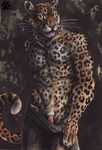  barbs blotch clothing feline feline_penis leopard looking_at_viewer male mammal pants penis solo topless undressing 