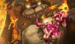  annie_hastur fire league_of_legends official_art pink_hair stuffed_animal stuffed_toy teddy_bear tibbers 