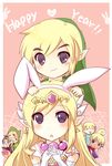  3boys 3girls akamomo animal_ears aryll bad_id bad_pixiv_id black_eyes black_hair blonde_hair bunny_ears earrings gloves hat highres jewelry kemonomimi_mode linebeck link long_hair multiple_boys multiple_girls pointy_ears princess_zelda tetra the_legend_of_zelda the_legend_of_zelda:_the_wind_waker tingle toon_link twintails 