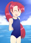  1girl feathers female kozeri_ai live_on_cardliver_kakeru miyanii_(myanie) ponytail red_hair swimsuit 
