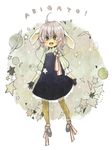  animal_ears dress green_eyes mary_janes original pantyhose pinoko_(ame) planet shoes silver_hair solo star 