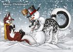  broom canine carrot christmas conditional_dnp feline female fox hat holidays leopard male mammal scarf schnolf snow snow_leopard snowman tani_da_real xmas 