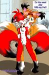  anal anal_penetration balls canine chest_tuft collar english_text erection eyes_closed fox from_behind gay green_eyes hair jamesfoxbr jamesfoxbr_(character) jonhs-kitsune_(character) kitsune looking_at_viewer male multiple_tails nude open_mouth orange penetration penis raised_tail sex simple_background standing tail 