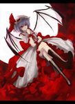  bad_id bad_pixiv_id bat_wings boots crossed_legs hat letterboxed miruto_netsuki red_eyes remilia_scarlet short_hair sitting solo touhou wings 
