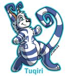  blue blue_markings crux cute digitigrade happy male markings plain_background running smile solo striped stripes tuqiri white_background zambuka 