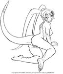 breasts dr_comet female line_art monochrome nipples nude pussy solo tail unknown_species 