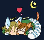  &hearts; blanket blush cat couple cute eyes_closed feline glasses hean moon night orange paws purr sleeping stripes whiskers white 