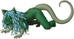  blue canine fox green hair komodo_dragon leaves lizard male monitor_lizard nude scalie solo vines white_background 