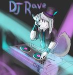  dj dj_rave dj_table dog female glow glowing hat husky koji_unplugged lights mammal rave single solo unknown_artist 