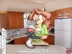  babysitter babysitting big_breasts breast_feeding breastfeeding breasts canine child cleavage clothed clothing collaboration cub edit english_text eric_schwartz female fox fridge indoors inside kitchen mammal microwave photo_background refrigerator sheila_vixen text timmy unknown_artist young 