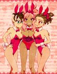  animal_ears bad_id bad_pixiv_id black_eyes brown_hair bunny_ears bunnysuit fishnet_pantyhose fishnets fudou_akio genderswap genderswap_(mtf) green_eyes hairlocs inazuma_eleven inazuma_eleven_(series) kidou_yuuto long_hair multicolored_hair multiple_girls pantyhose pink_hair red_eyes short_hair tsunami_jousuke two-tone_hair urako_(39g) 