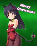  animal_ears bell black_hair blush cat_ears elbow_gloves gloves gokou_ruri jingle_bell kittysuit long_hair masakichi_(crossroad) mole mole_under_eye ore_no_imouto_ga_konna_ni_kawaii_wake_ga_nai pantyhose red_eyes ribbon solo tail 