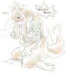  blush bottomless breasts canine cum facial female fox ikuta_takanon japanese_text translated 