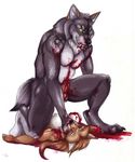  balls big_feet blood breasts canine canine_penis choking erection eyes_closed fangs female gray_fur green_eyes guro hair kill kneeling knot long_hair long_red_hair male muscles non-consent nude penis red red_hair scar short_tail smile snuff tail werewolf white_background wolf xotox 