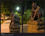  costume crouching fursuit gargoyle grey horn horns night outside pose real unknown_artist 