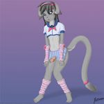  arm_warmer blush crossdressing cute erection feline girly hitsunekun leg_warmer male penis sasha skirt solo 