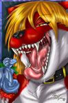  canine collar dragon drool female fox hida imminent_vore macro micro rena_ayama renaayama_(character) saliva scalie strawberry tongue vore 