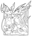  black_and_white crossgender cynder dragon female monochrome razzek scalie spyro spyro_the_dragon 