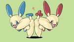  anus blue blue_eyes blue_markings butt gay lagomorph lapine looking_at_viewer looking_back male minun penis plusle pok&eacute;mon rabbit raised_tail red red_eyes red_markings tail unknown_artist white 