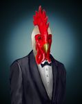  avian background_gradient bird bow_tie male penis rooster solo suit tuxedo 