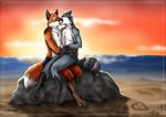  aki_raccoon beach canine digitigrade eyes_closed fox gay kissing male necklace raccoon seaside sunset tail tani_da_real 