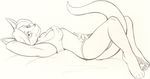  anubian_jackal blush breasts canine egyptian female hindpaw jackal looking_at_viewer pose scappo sketch skimpy solo tsenaya 