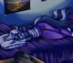  bed bed_wetting clothed eyes_closed female hair kalida peeing purple skunk sleeping solo tail taki urine watersports wetting 