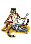  feline female male nude raised_leg straight tail tani_da_real tiger 