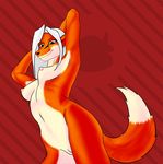  breasts canine countershading female fox muq nude pinup pussy raised_arm solo 