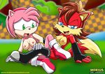  amy_rose bbmbbf breasts canine female fiona_fox fox hedgehog lesbian mobius_unleashed nude palcomix sonic_(series) tail 