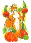  2006 breasts canine dildo female flower_in_hair fox nude pumpkin pussy sex_toy solo uaykan vegetable 