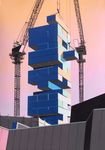  bad_pixiv_id building construction copyright_request crane fence jenga no_humans shimazu_fuyuki sky 