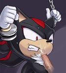  bdsm black bondage chest_tuft cum disembodied_penis gay human male penis red_eyes red_markings shadow_the_hedgehog sonic_(series) 