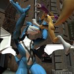  3d canine digimon exveemon fox karabiner renamon 