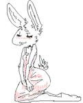  dress female girlish_figure kneeling lagomorph line_art rabbit ruby_(rq) ruby_quest solo toof 