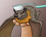  bat black_eyes brush brushie_brushie_brushie brushing cute durr flying_fox fruit_bat grooming hand smile snout solo toothbrush unknown_artist wings 