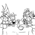  burmecian cleavage couple drink female final_fantasy final_fantasy_ix freya_crescent ink-eyes magic_the_gathering mask poison queblock rat rodent sketch table tea video_games 