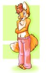  blue_eyes canine cute fox kalida male pants solo 